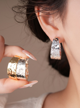 Pleated Circle Hoops,Minimalist Cross Border Luxury Earrings