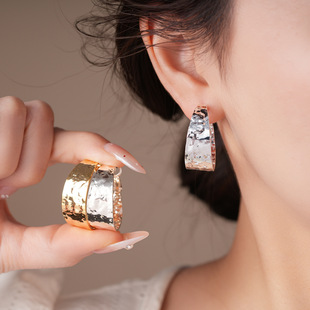 Pleated Circle Hoops,Minimalist Cross Border Luxury Earrings