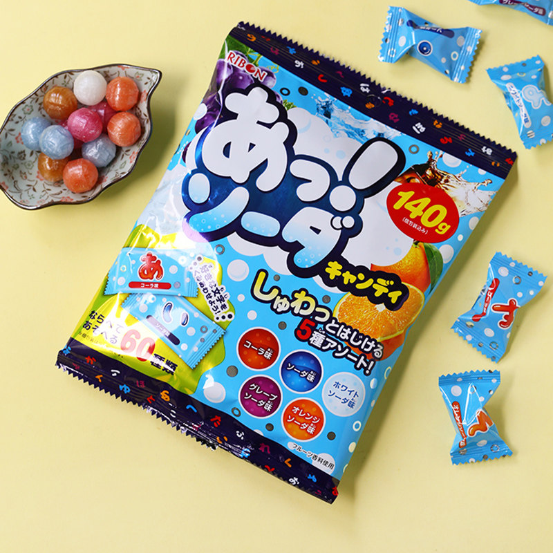 日本进口理本ribon水果苏打味糖5种口味硬糖汽水糖碳酸味结婚喜糖