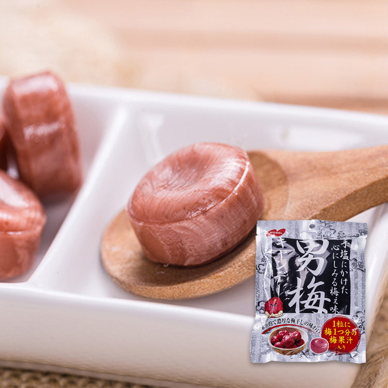 日本进口诺贝尔NOBEL男梅糖袋装80g 梅子味果汁浓厚润喉糖果零食