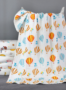 六层70*120cm泡泡棉纱布浴巾纯棉A类婴童宝六层纱布卡通洗澡裹巾