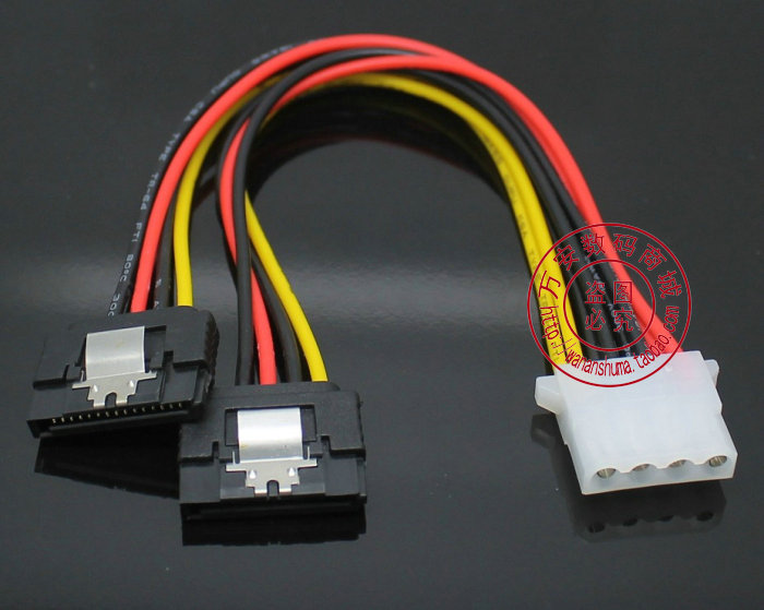 带弹片 大4P母转双SATA电源线 一分二 4P转2头SATA电源线 带铁扣