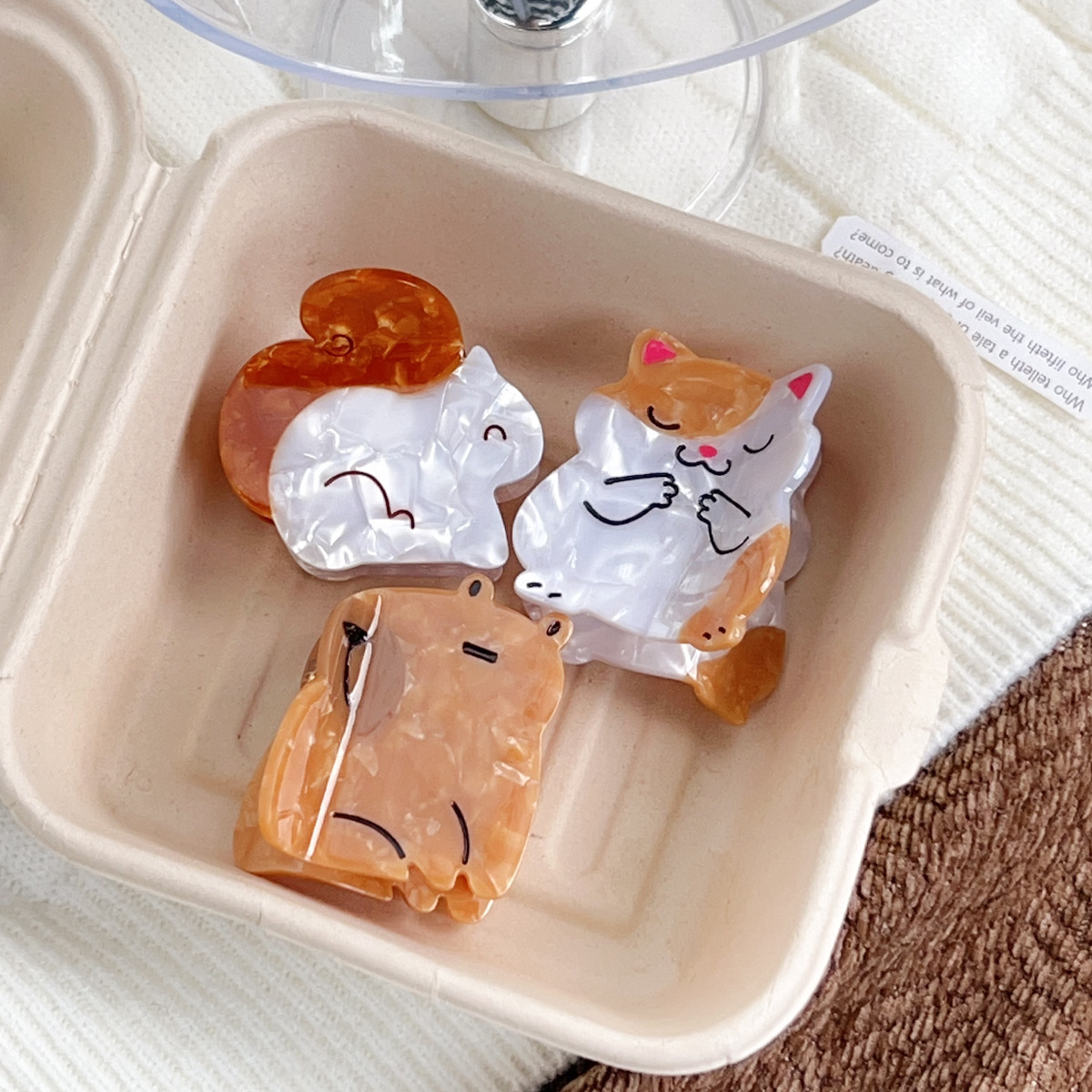 新款高级醋酸拼接发夹甜美可爱抓夹小猫小松鼠鲨鱼夹发饰百搭卡通