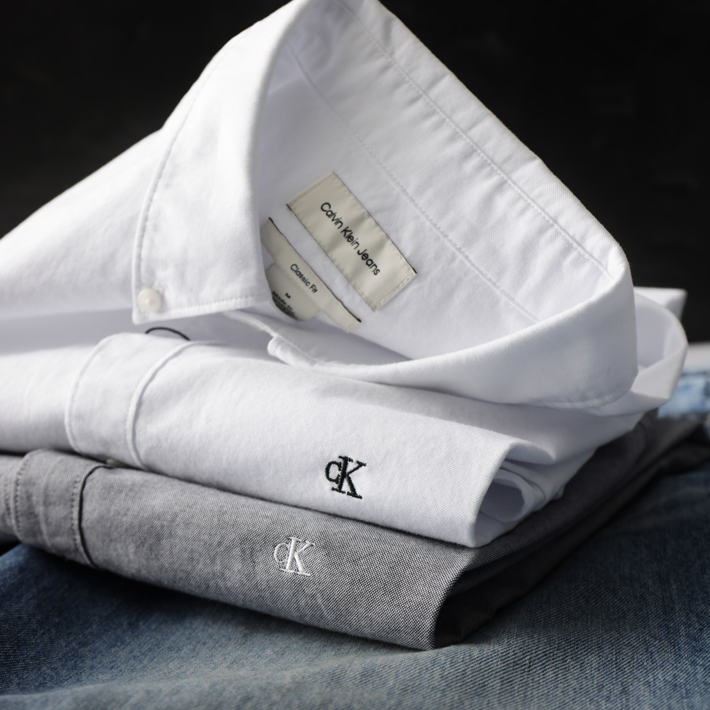 阿瞳牛社 CK Jeans刺绣LOGO通勤休闲百搭长袖衬衫秋季新品衬衣男