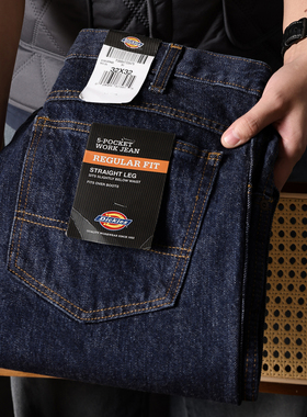 阿瞳牛社 Dickies美版9393重磅宽松直筒牛仔裤男士水洗丹宁长裤潮