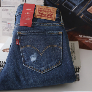女士水洗做破潮流长裤 阿瞳牛社美版 Levis李维斯711紧身提臀牛仔裤