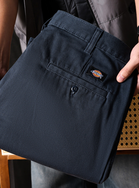 阿瞳牛社 Dickies迪克斯男士中高腰宽松直筒蓝色休闲裤纯棉长裤