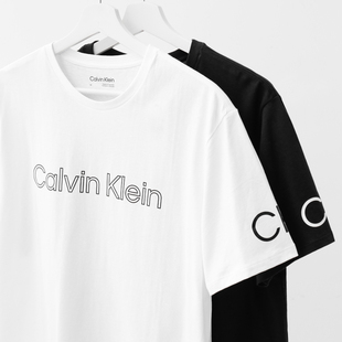 Calvin CK时尚 阿瞳牛社 Klein字母印花T恤男士 圆领透气棉短袖 夏季