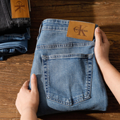 新品 阿瞳牛社 水洗磨白牛仔裤 中腰微弹直筒长裤 Calvin Klein男士