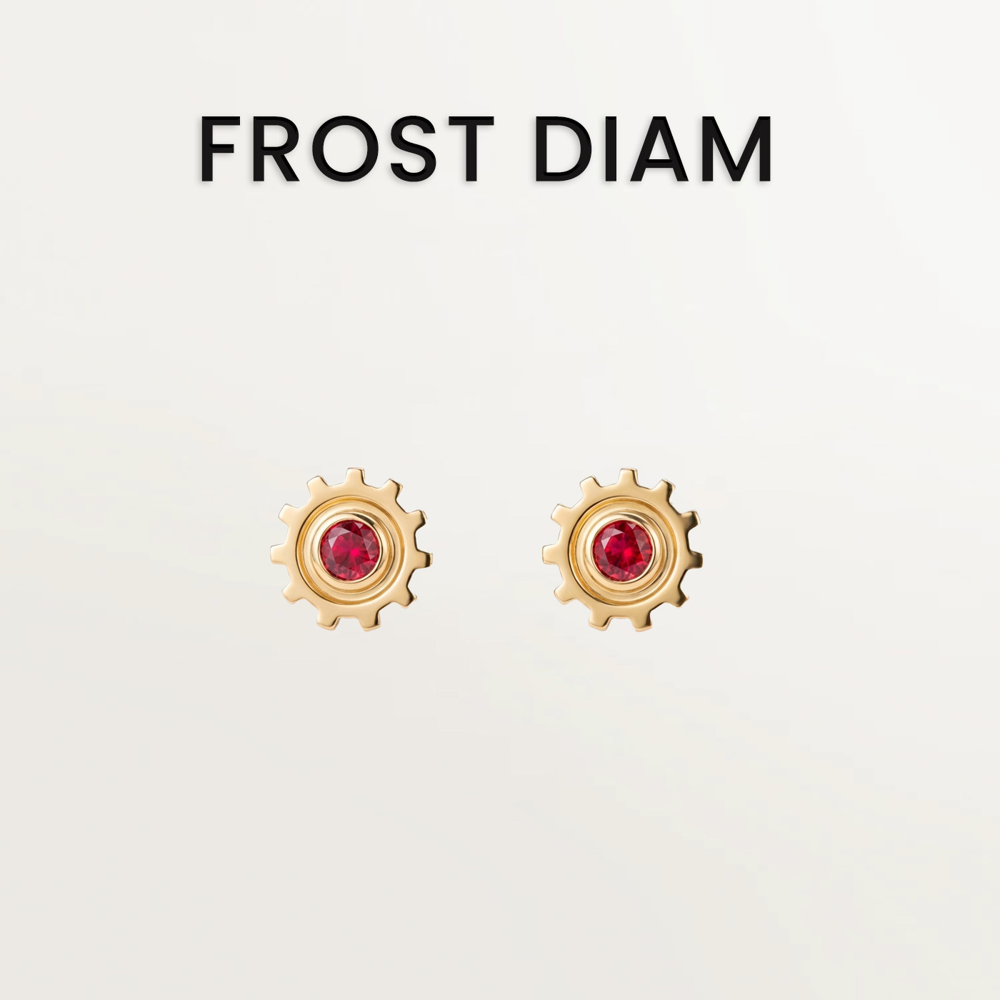 FROST齿轮系列18K金镶嵌宝石耳钉