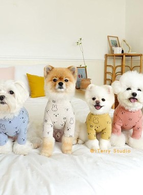 [现货]韩国noutti秋款米菲联名可爱狗狗弹力棉背心T恤四角裤通用