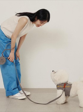 [现货]韩国smallstuff四季毛纤轻便透气不变形狗狗胸背牵引带