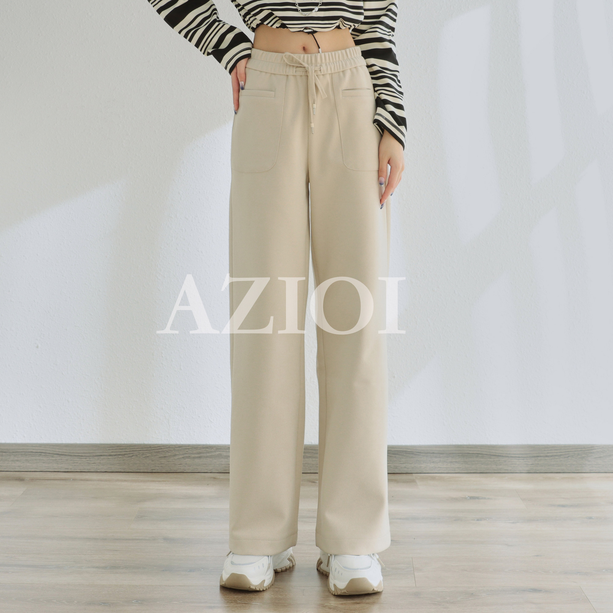 AZIOI 阿卓依  磨毛直筒裤  女裤