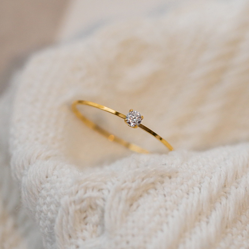 小众轻奢设计超细四爪钻戒指精致设计感极简新款潮时尚个性情人节