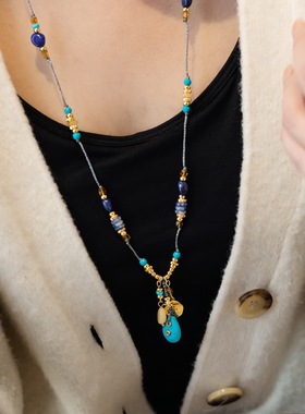 ins小众复古波西米亚手工毛衣链