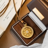 高品质金店同款 古法如意圆满吊坠编织抽拉长款 项链女毛衣链