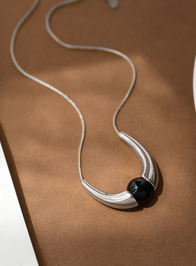 银色天然秋冬简约毛衣链牛角