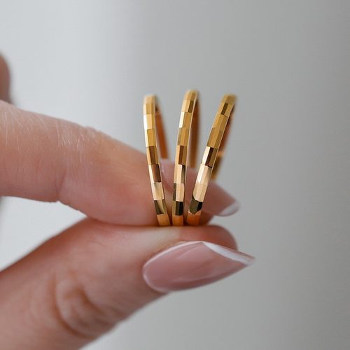 女镀18K金马赛克切面戒指不掉色