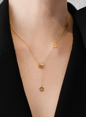 洗澡不用摘金色小蛮腰流苏项链