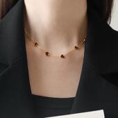 不掉色 安可拉红爱心项链女酒红颈链锁骨链桃心叠戴高级感设计