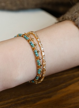 天然绿松石手串叠戴手链