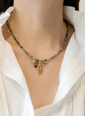 天然石绿松石串珠项链