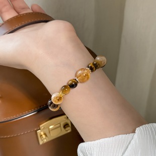 高品质~高配金霸大财主天然石金虎眼石黄水晶黄塔晶手链女礼物