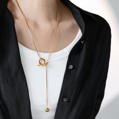 不掉色小众OT扣长款秋冬毛衣链