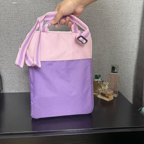 出口尾货粉紫配色手提斜挎夹棉缓冲IPAD包学生补课袋A4文件收纳袋