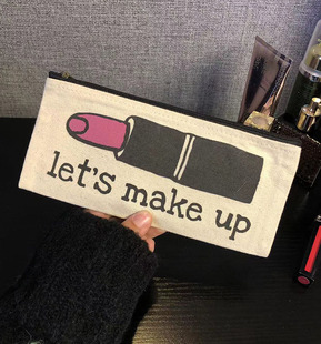 出口欧美 棉布精美口红图案随身便携可爱化妆包收纳包