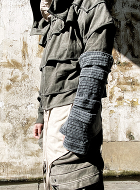 CHAUNK先锋沙丘废土DEMO重工做旧镂空层次搭配纯棉袖套手套男女潮