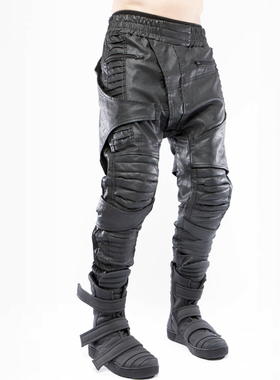 CHAUNK自主先锋机能废土沙丘蜡面不对称立体剪裁DEMO机车休闲裤男