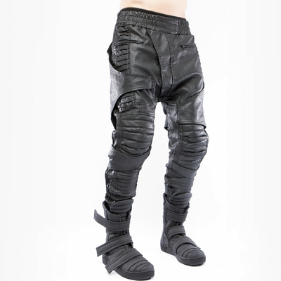 CHAUNK不对称蜡面机车休闲裤