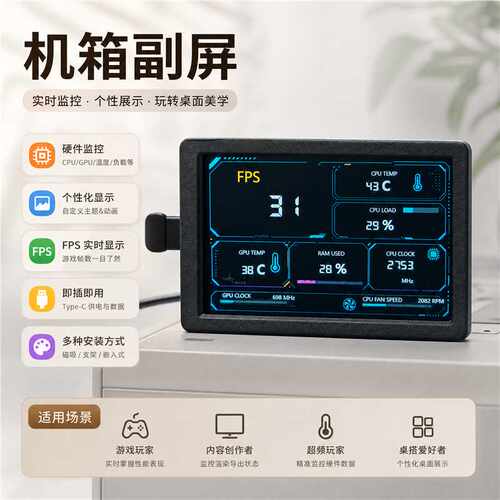 矩阵星球机箱副屏桌面小显示器