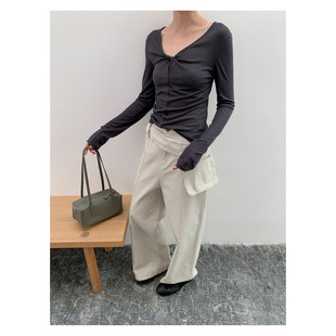 IBY 2026春！时尚腰包设计感休闲裤子女装2026新款宽松显瘦直筒裤