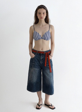 UN 2026初夏焕新海军蓝白条纹背心比基尼文胸女530082