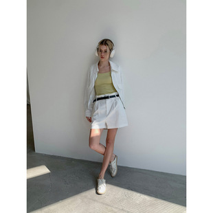 DT 春季新品高腰气质宽松短裤配皮带A字裤子女春夏2026休闲裤