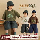 新款 砚台家儿童A类印花短袖 T恤2025夏装 男童纯棉体恤宝宝森系上衣