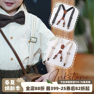 带固定夹子潮 带宝宝防滑吊裤 砚台家儿童裤 子背带夹男女童宝宝裤