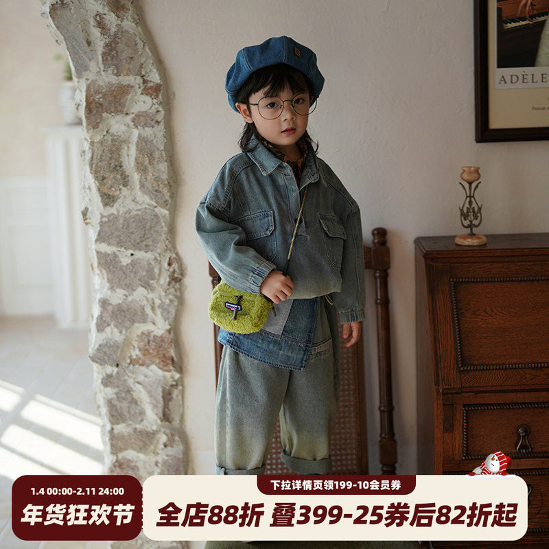 砚台家童装男童牛仔外套儿童春秋男孩衬衫领套头衣服炸街小童宝宝,童装/婴儿装/亲子装,普通外套,淘宝优惠券,粉丝福利购,淘宝优惠卷