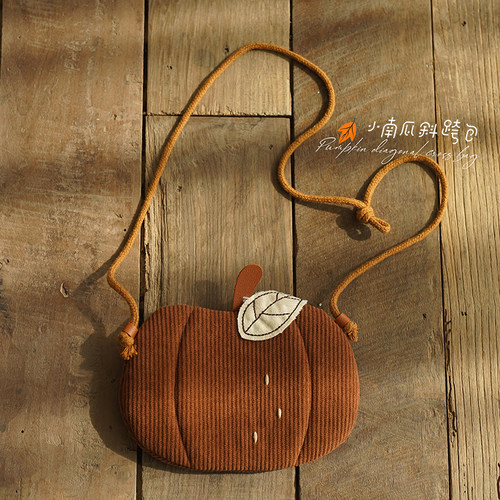 森系儿童卡通南瓜斜跨包单肩包