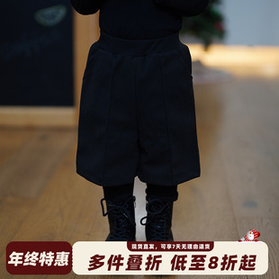 砚台家童装儿童加绒靴裤冬款男童假两件裤子婴儿呢子裤新年长裤子