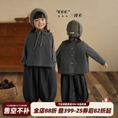 砚台家儿童马甲套装 男女童三件套秋冬婴儿坎肩条纹T恤洋气裤 子春