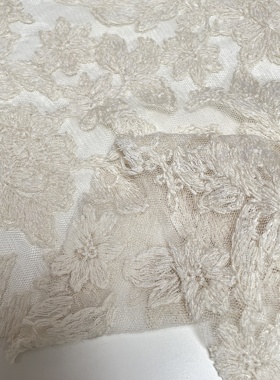 J040602 重工纯棉绣花蕾丝设计师布料3米乘1.35米