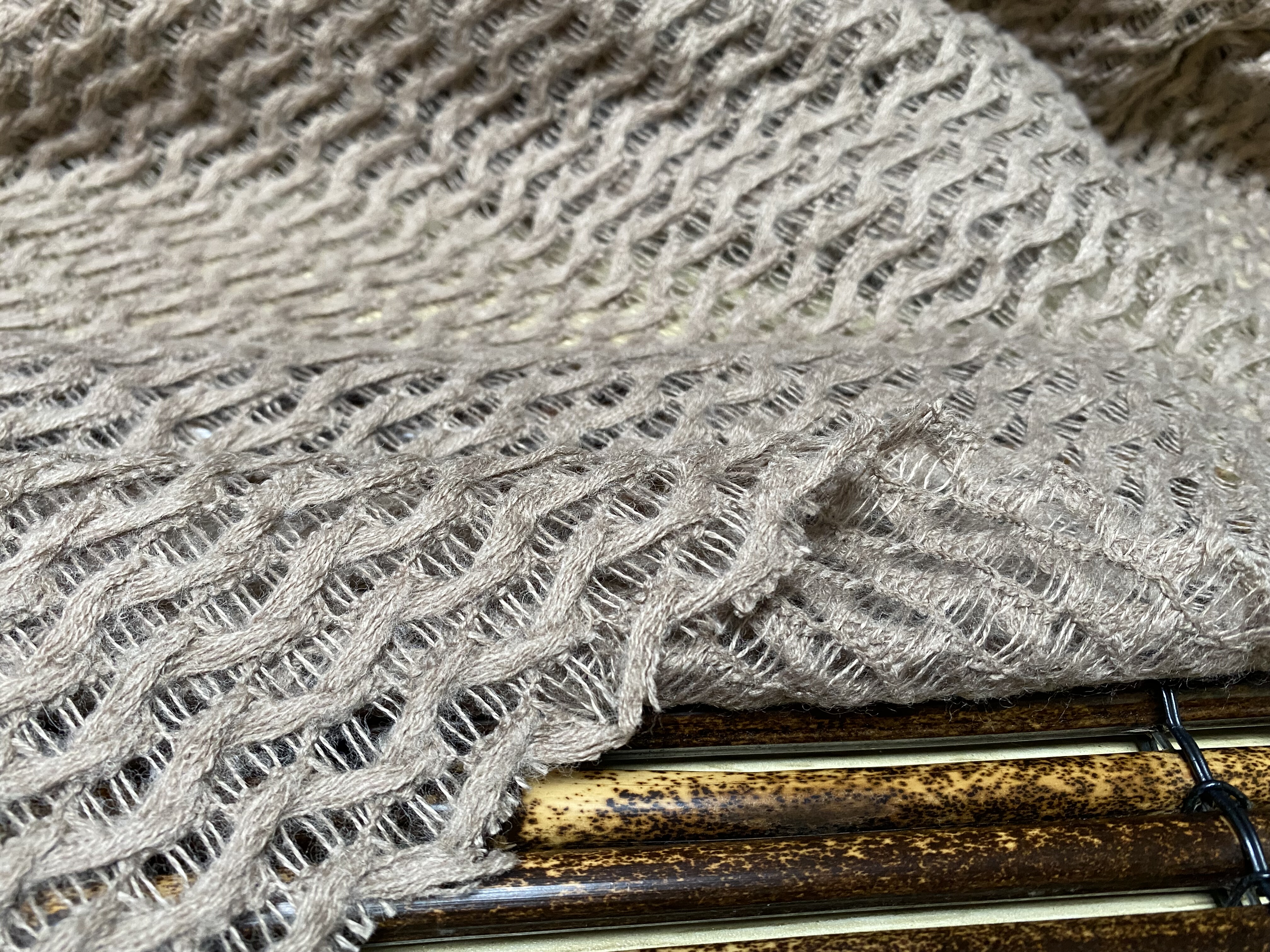 T1123 双面镂空针织羊绒设计师布料3米×1.3米