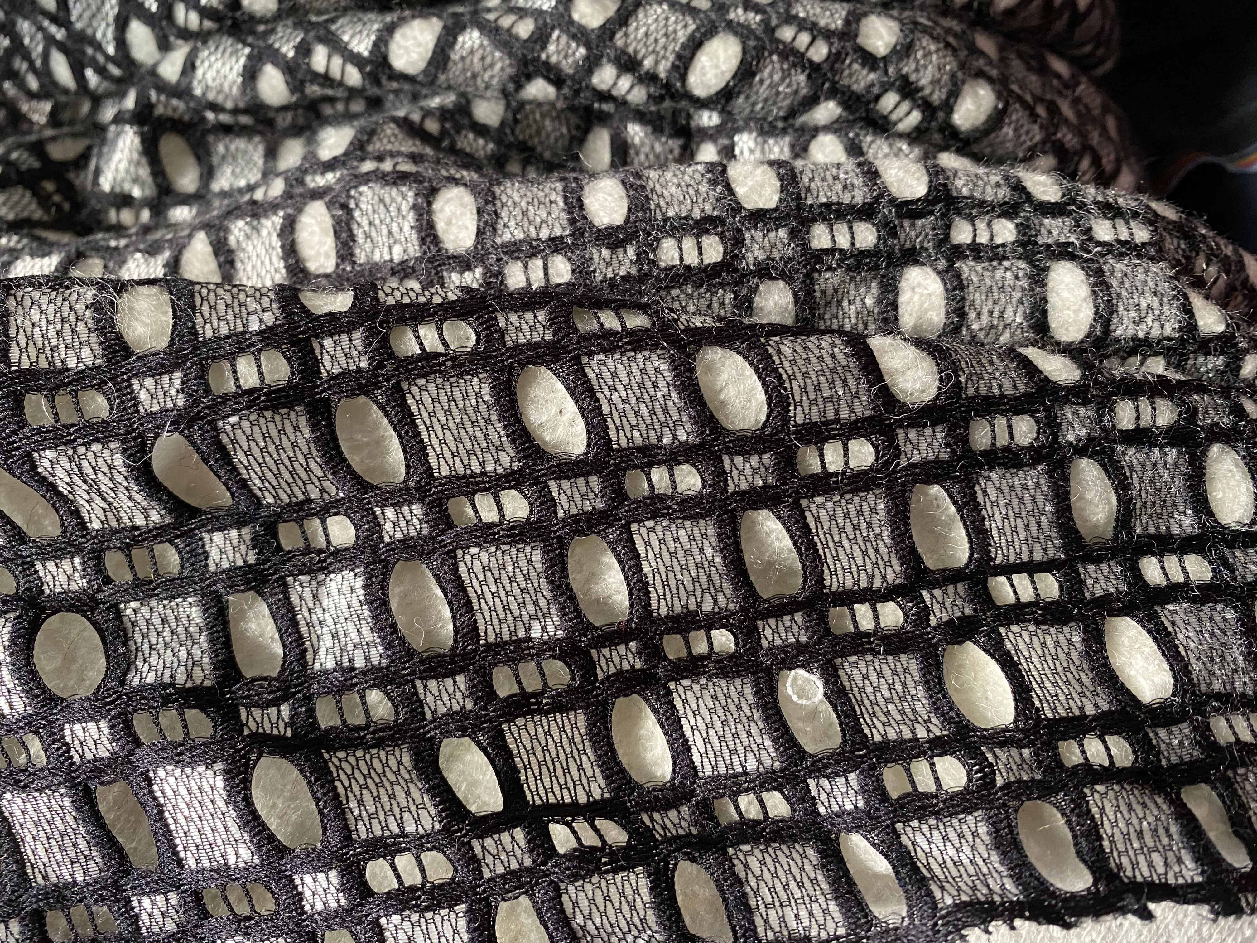 w12119日本镂空双面针织羊绒设计师布料三米乘1.40