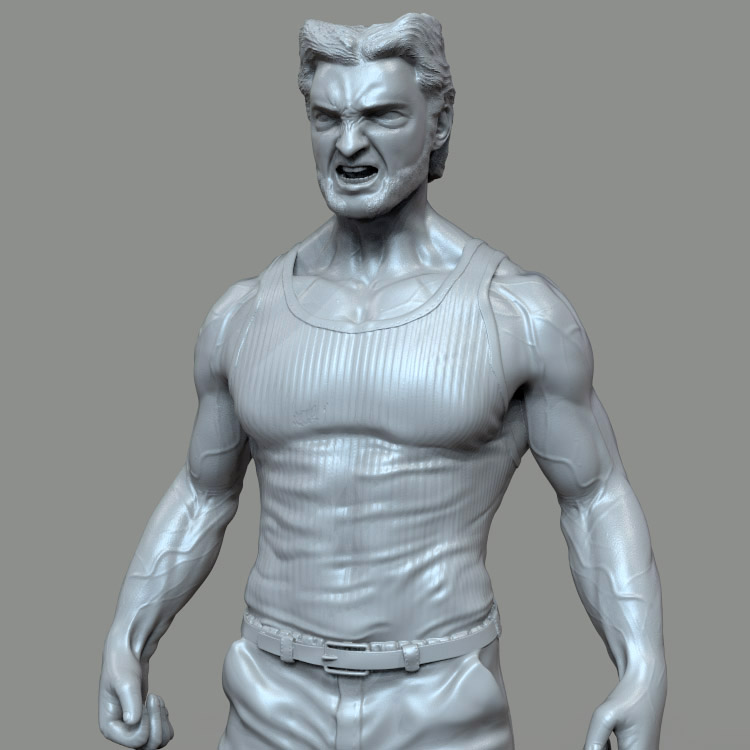 3d打印图纸模型素材文件金刚狼tl手办圆雕图f2575