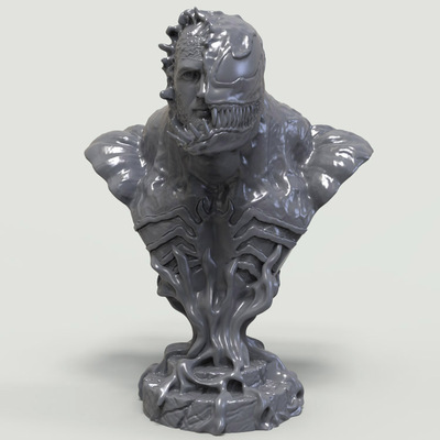 3d打印图纸模型素材文件毒液胸像STL摆件圆雕图F2525