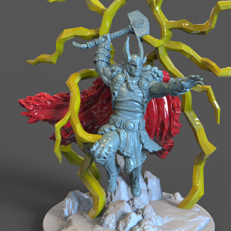 3d打印图纸模型北欧神话雷神STL摆件立体圆雕图F3386