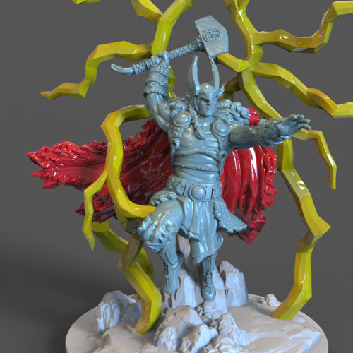 3d打印图纸模型北欧神话雷神STL摆件立体圆雕图F3386